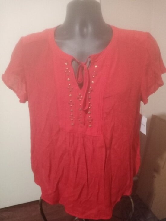 Liz Claiborne Tops - New Women's Liz Claiborne Red Short Sleeve Top Size PL Petite Large L NWT